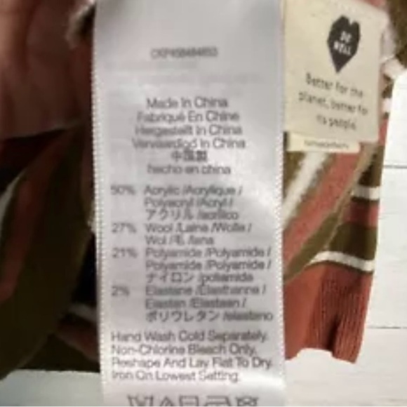 NEW Madewell Mock Neck Pocket Striped Sweater Sz XXS Wool Blend - Picture 5 of 5